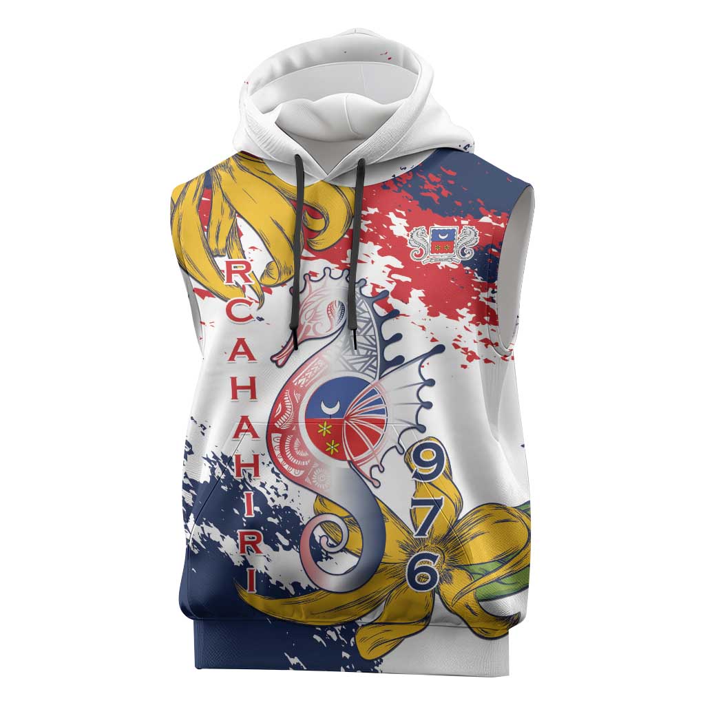 Département de Mayotte Sleeveless Hoodie Ra Hachiri 976 Map With Ylang Ylang - African Pride