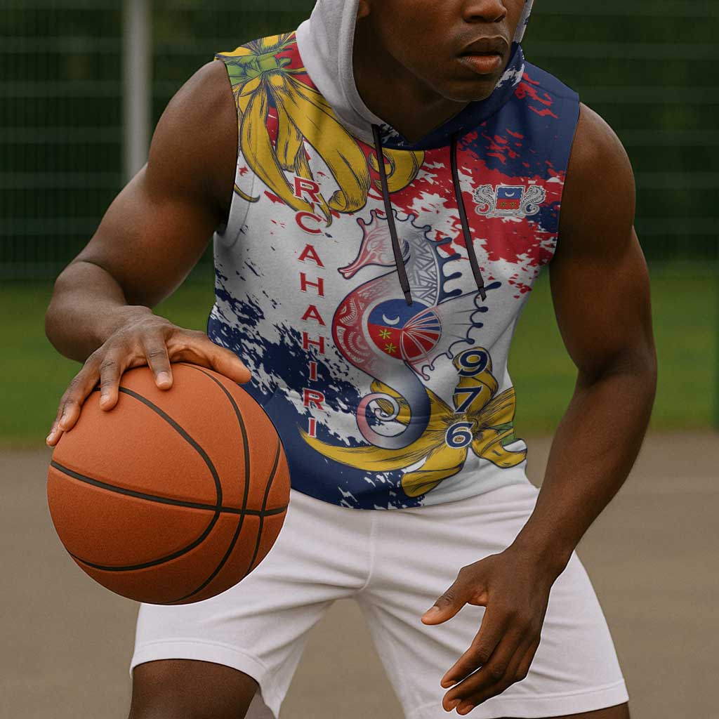 Département de Mayotte Sleeveless Hoodie Ra Hachiri 976 Map With Ylang Ylang - African Pride