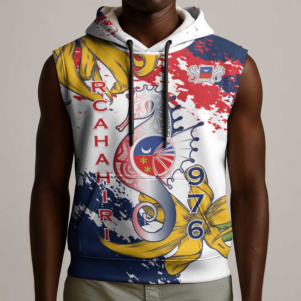 Département de Mayotte Sleeveless Hoodie Ra Hachiri 976 Map With Ylang Ylang - African Pride