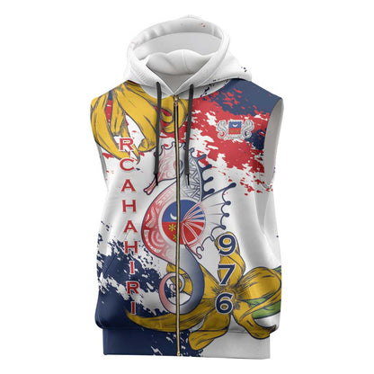 Département de Mayotte Sleeveless Zip Hoodie Ra Hachiri 976 Map With Ylang Ylang - African Pride