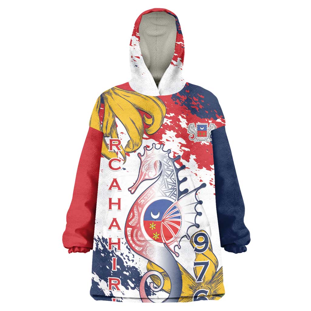 Département de Mayotte Wearable Blanket Hoodie Ra Hachiri 976 Map With Ylang Ylang