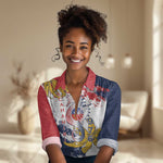 Département de Mayotte Women Casual Shirt Ra Hachiri 976 Map With Ylang Ylang