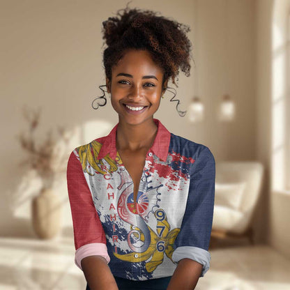 Département de Mayotte Women Casual Shirt Ra Hachiri 976 Map With Ylang Ylang