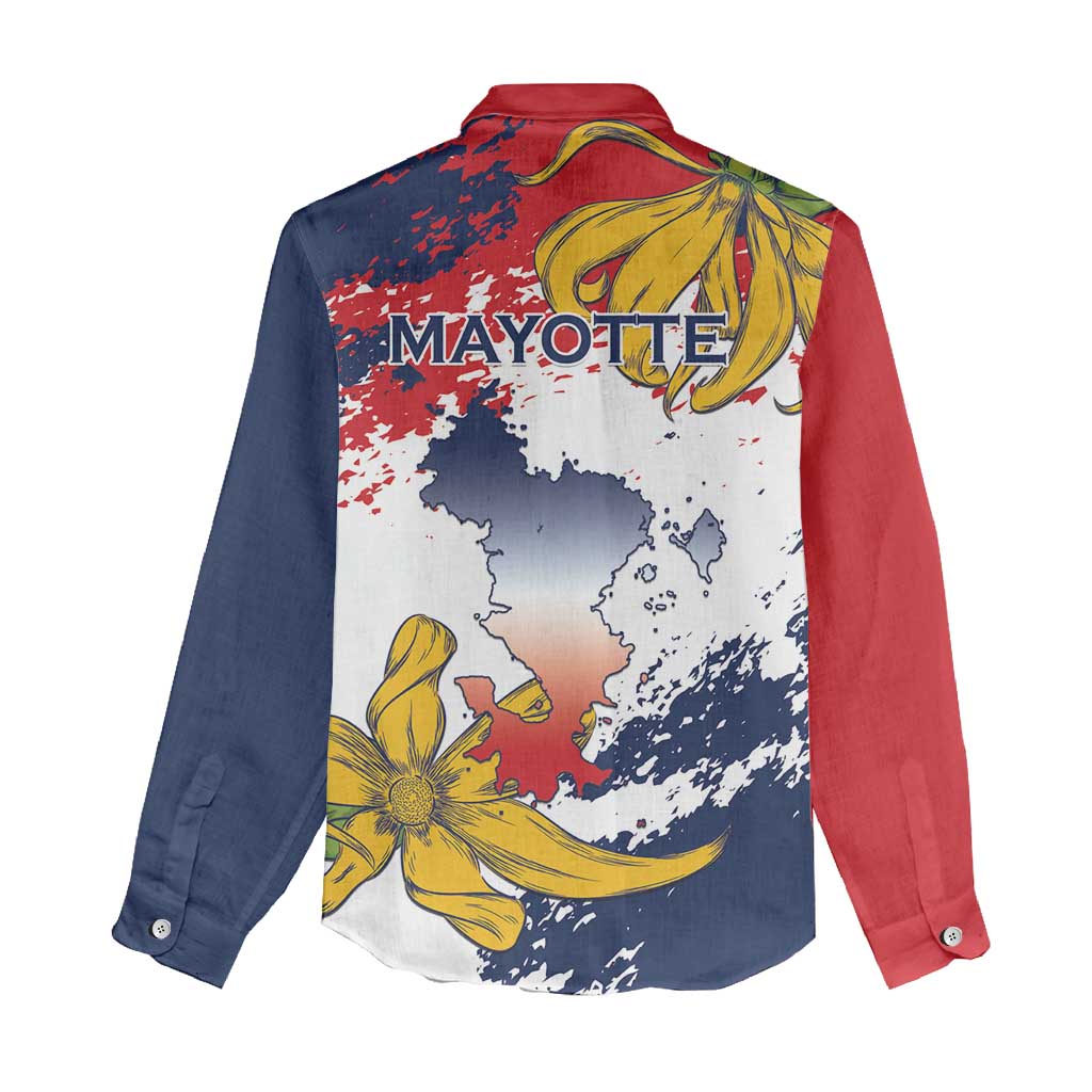 Département de Mayotte Women Casual Shirt Ra Hachiri 976 Map With Ylang Ylang