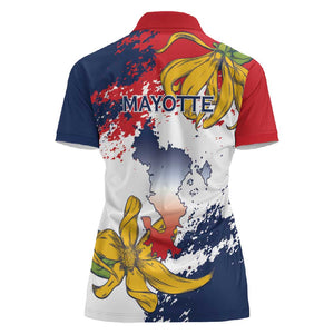Département de Mayotte Women Polo Shirt Ra Hachiri 976 Map With Ylang Ylang