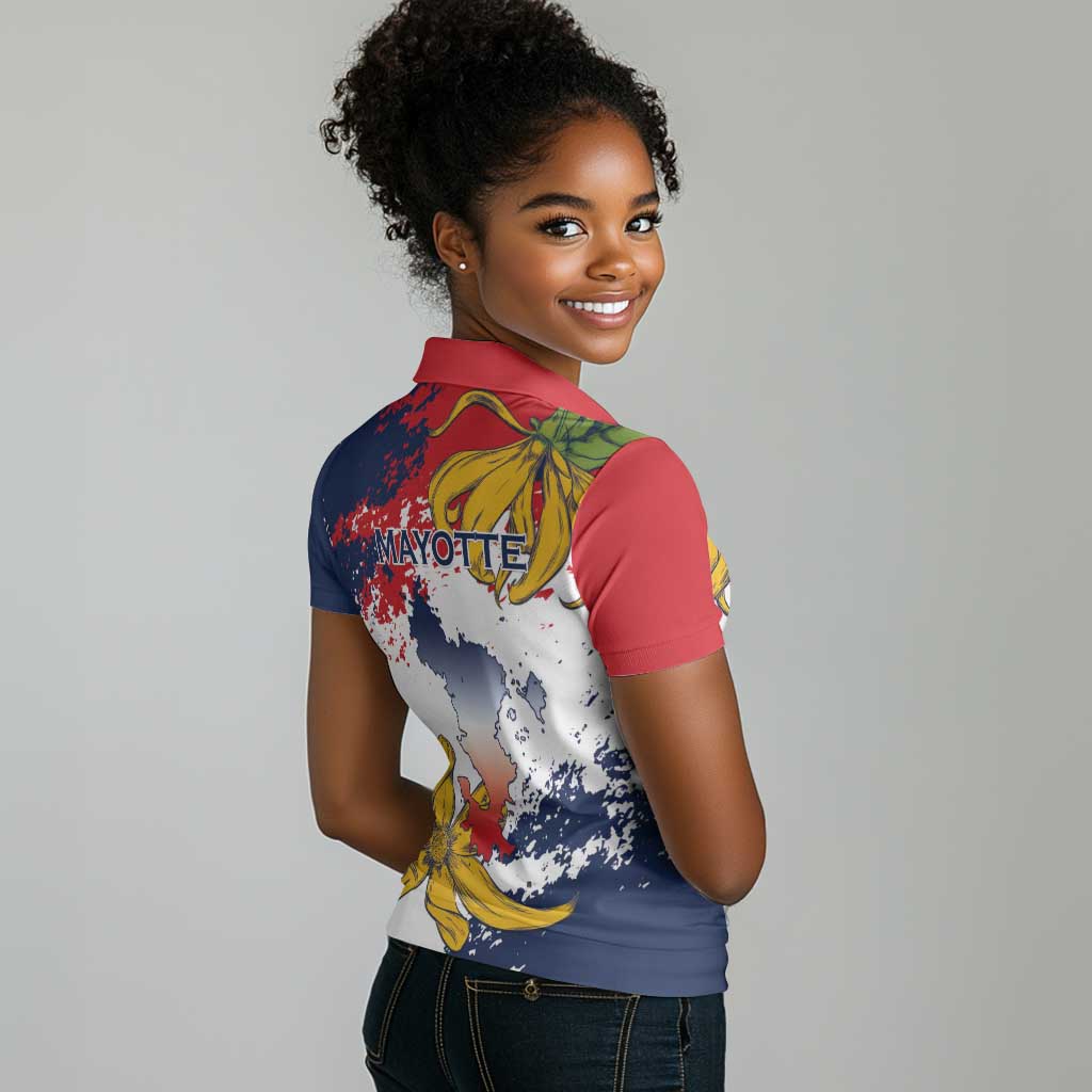 Département de Mayotte Women Polo Shirt Ra Hachiri 976 Map With Ylang Ylang