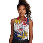 Département de Mayotte Women Sleeveless Polo Shirt Ra Hachiri 976 Map With Ylang Ylang