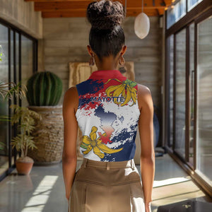 Département de Mayotte Women Sleeveless Polo Shirt Ra Hachiri 976 Map With Ylang Ylang
