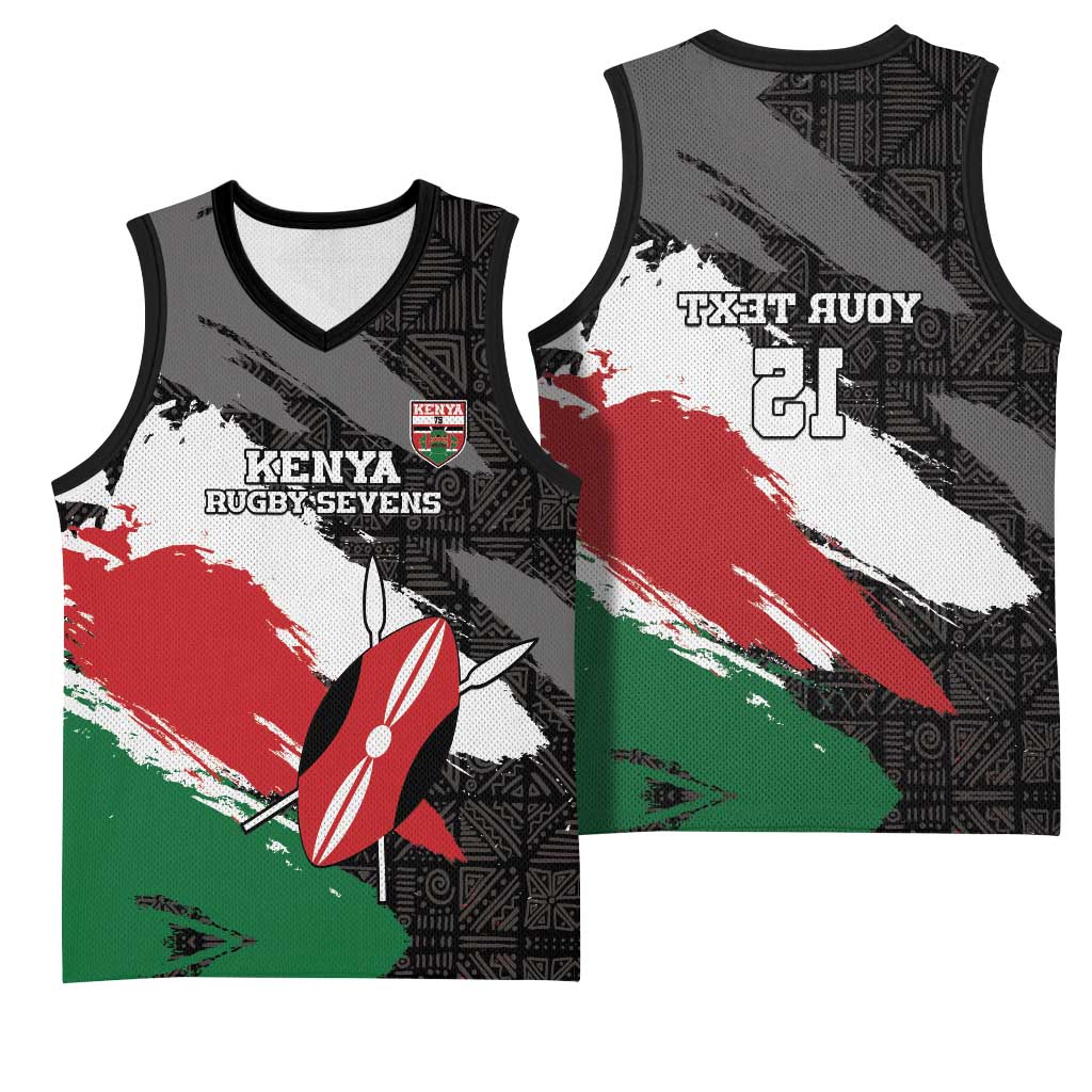 Custom Afro Kenya Basketball Jersey Rugby Sevens - African Pattern - African Pride