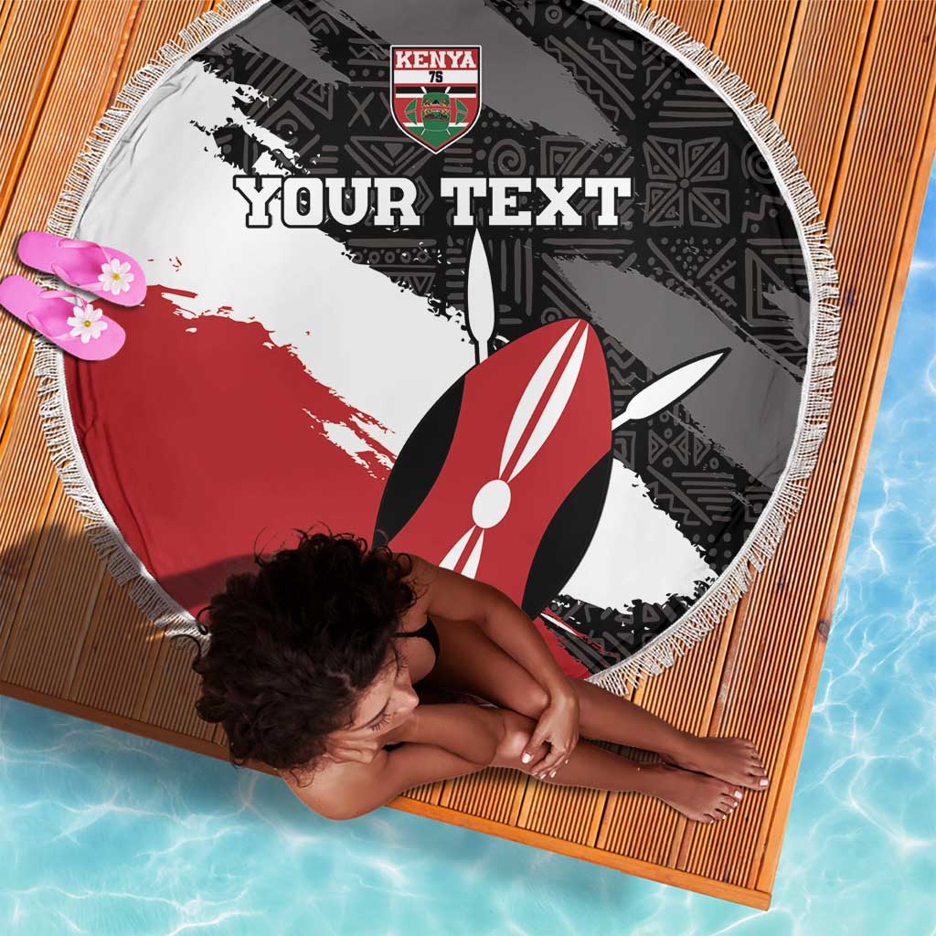 Custom Afro Kenya Beach Blanket Rugby Sevens - African Pattern