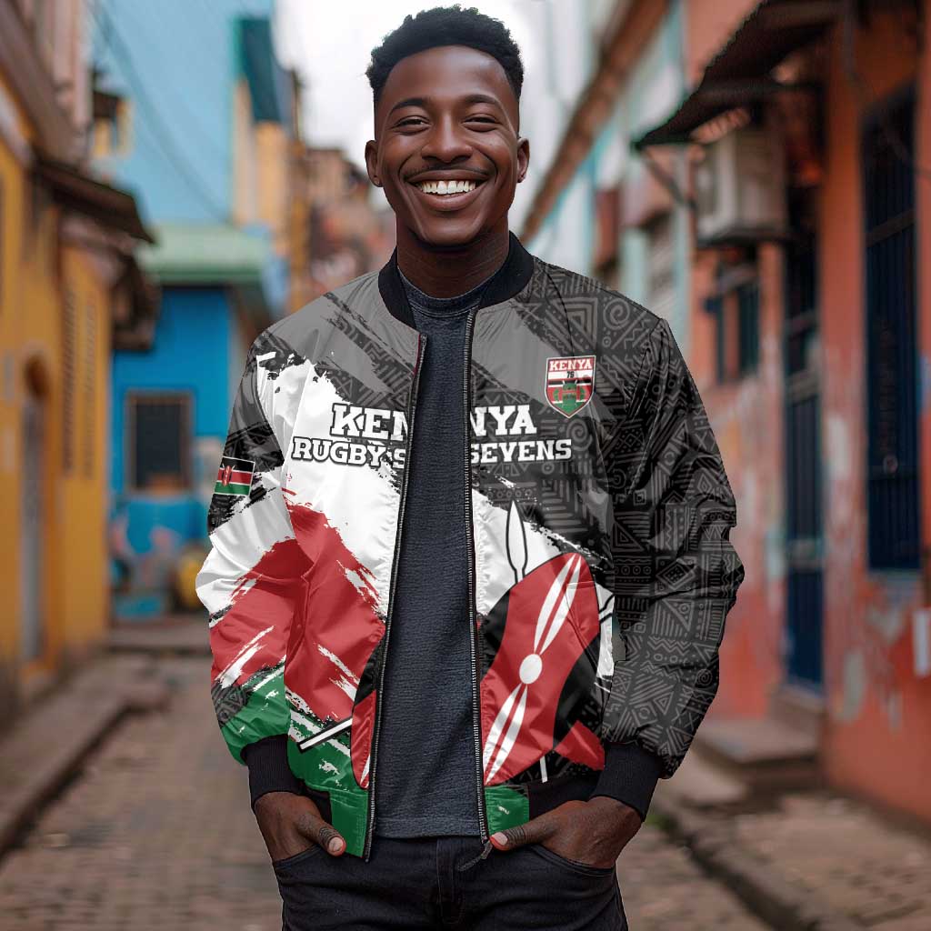 Custom Afro Kenya Bomber Jacket Rugby Sevens - African Pattern