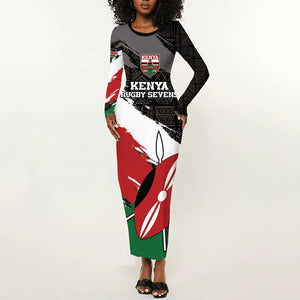 Custom Afro Kenya Long Sleeve Bodycon Dress Rugby Sevens - African Pattern LT15