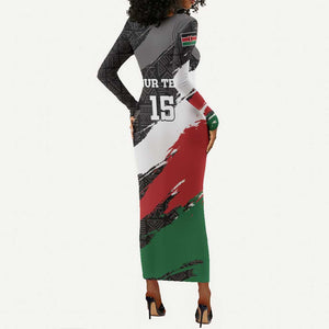 Custom Afro Kenya Long Sleeve Bodycon Dress Rugby Sevens - African Pattern LT15