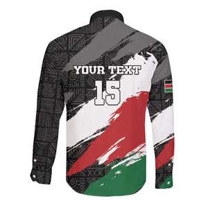 Custom Afro Kenya Long Sleeve Button Shirt Rugby Sevens - African Pattern