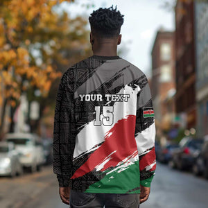 Custom Afro Kenya Long Sleeve Shirt Rugby Sevens - African Pattern