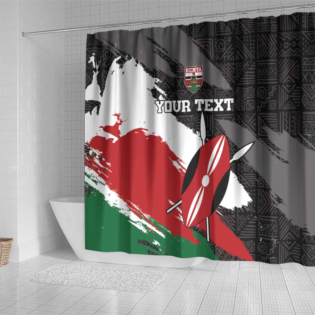Custom Afro Kenya Shower Curtain Rugby Sevens - African Pattern