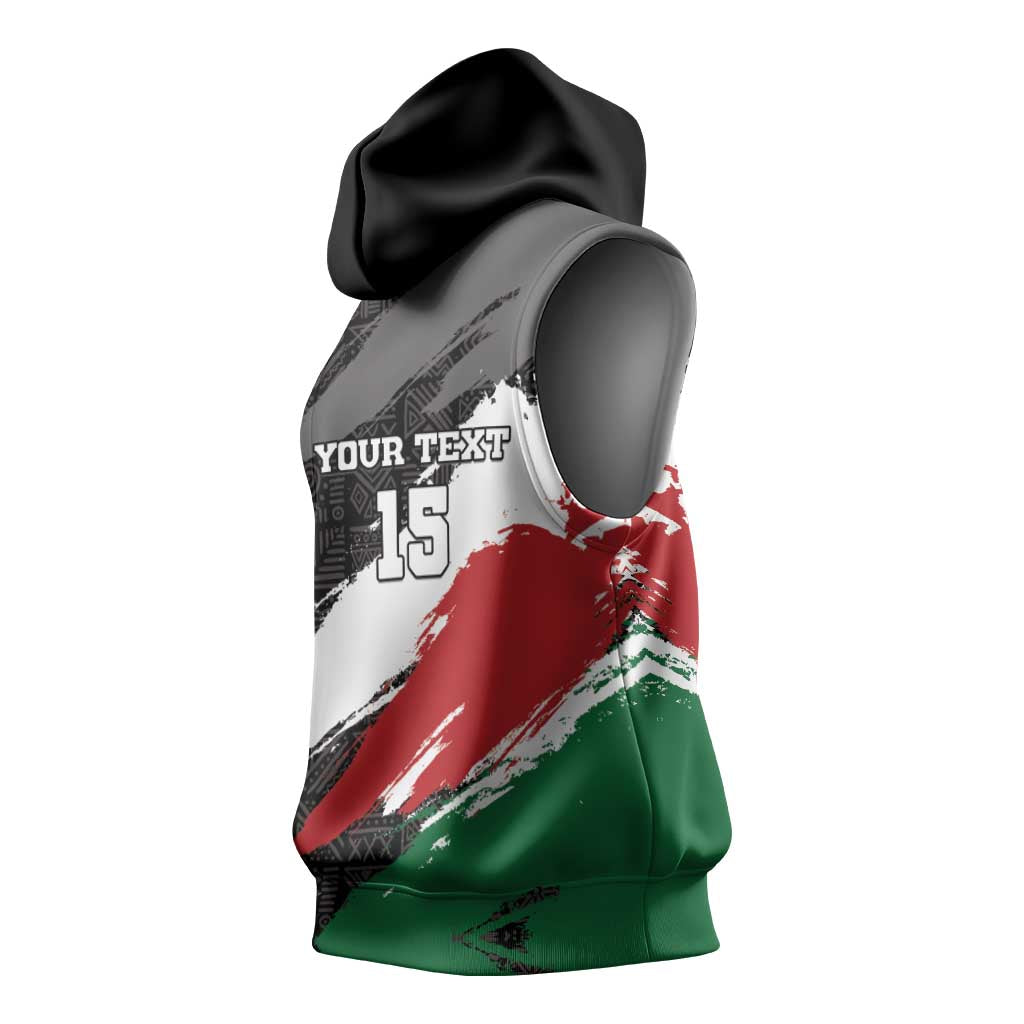Custom Afro Kenya Sleeveless Hoodie Rugby Sevens - African Pattern - African Pride