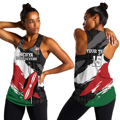 Custom Afro Kenya Women Racerback Tank Rugby Sevens - African Pattern