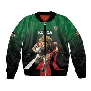 Kenya Rugby Custom Bomber Jacket Simbas Mascot - Sporty Style