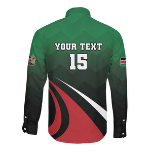 Kenya Rugby Custom Long Sleeve Button Shirt Simbas Mascot - Sporty Style
