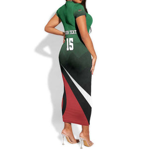 Kenya Rugby Custom Short Sleeve Bodycon Dress Simbas Mascot - Sporty Style LT15