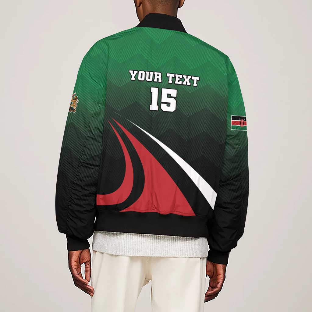 Kenya Rugby Custom Sleeve Zip Bomber Jacket Simbas Mascot - Sporty Style