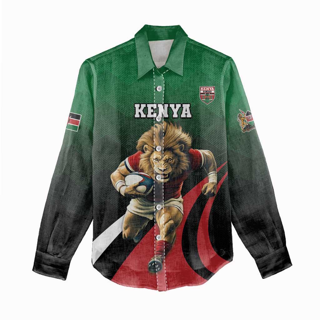 Kenya Rugby Custom Women Casual Shirt Simbas Mascot - Sporty Style LT15