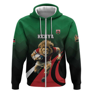 Kenya Rugby Custom Zip Hoodie Simbas Mascot - Sporty Style