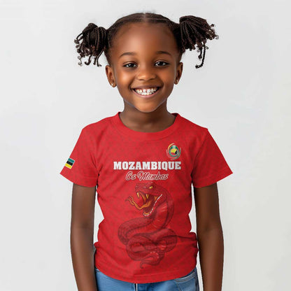 Custom Mozambique Football Kid T shirt Go Champions Os Mambas - African Pride