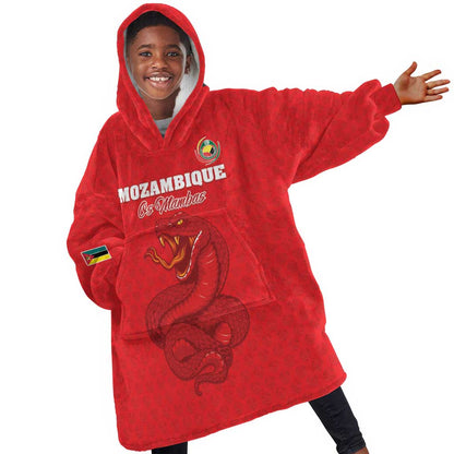 Custom Mozambique Football Kid Wearable Blanket Hoodie Go Champions Os Mambas - African Pride