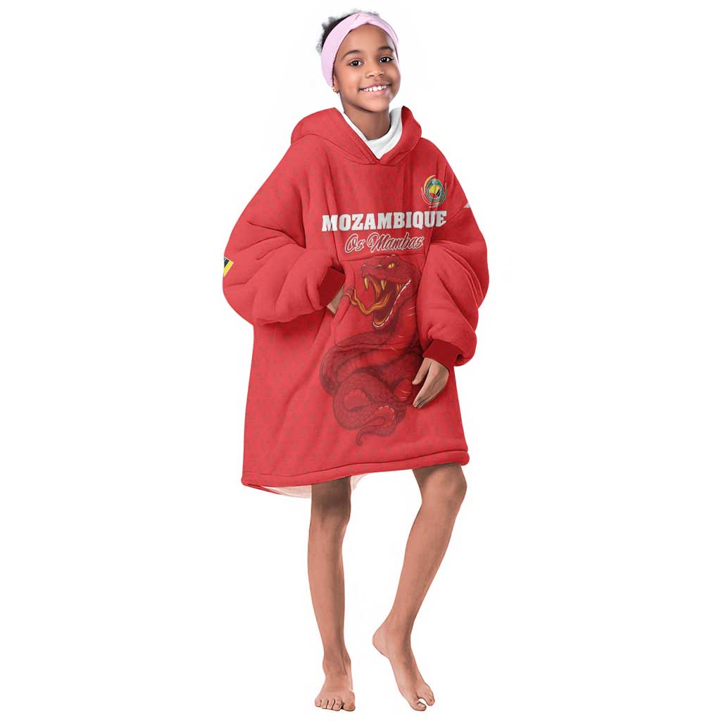 Custom Mozambique Football Kid Wearable Blanket Hoodie Go Champions Os Mambas - African Pride