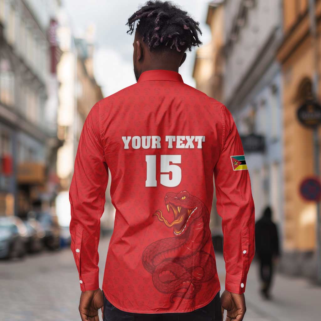 Custom Mozambique Football Long Sleeve Button Shirt Go Champions Os Mambas - African Pride