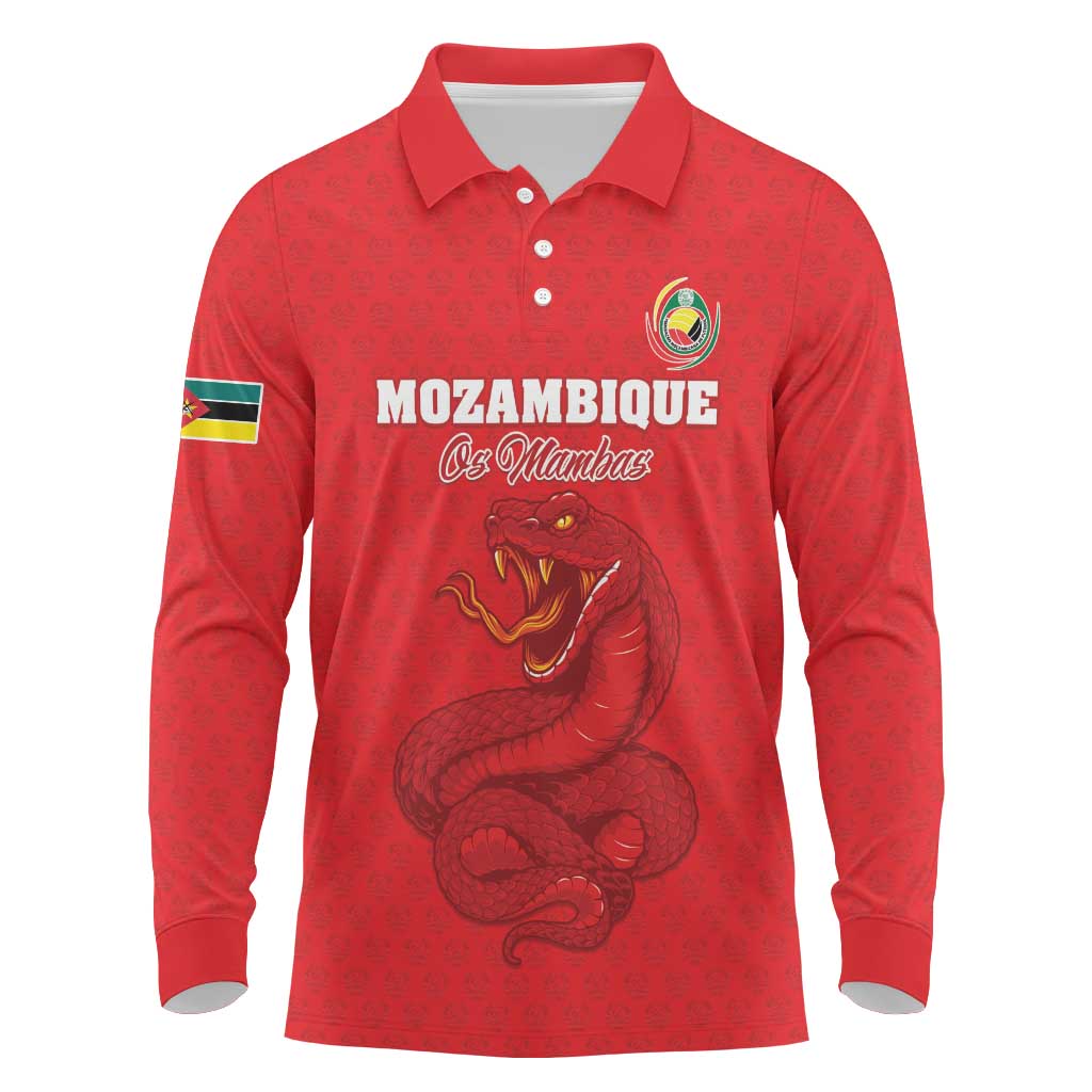 Custom Mozambique Football Long Sleeve Polo Shirt Go Champions Os Mambas - African Pride