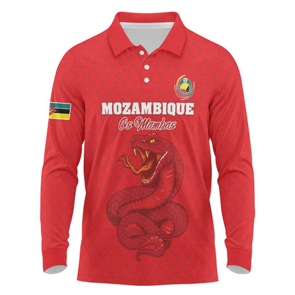 Custom Mozambique Football Long Sleeve Polo Shirt Go Champions Os Mambas - African Pride