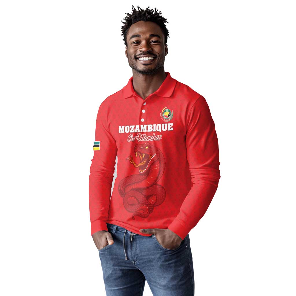 Custom Mozambique Football Long Sleeve Polo Shirt Go Champions Os Mambas - African Pride