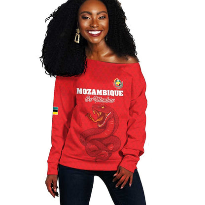 Custom Mozambique Football Off Shoulder Sweater Go Champions Os Mambas - African Pride