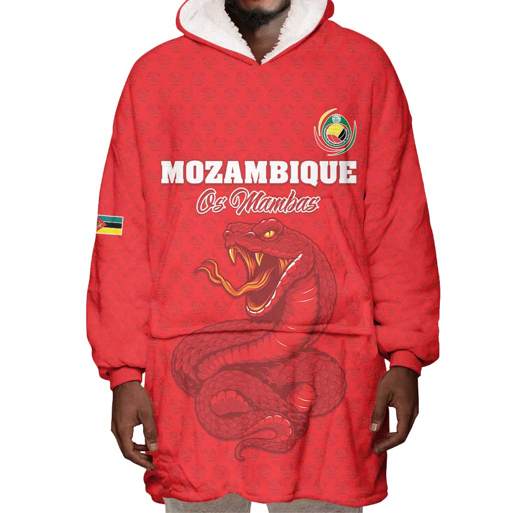 Custom Mozambique Football Wearable Blanket Hoodie Go Champions Os Mambas - African Pride
