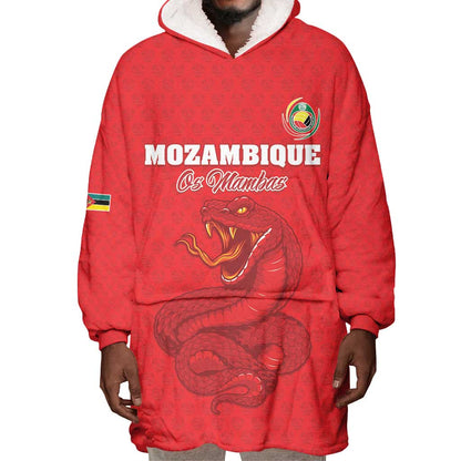 Custom Mozambique Football Wearable Blanket Hoodie Go Champions Os Mambas - African Pride