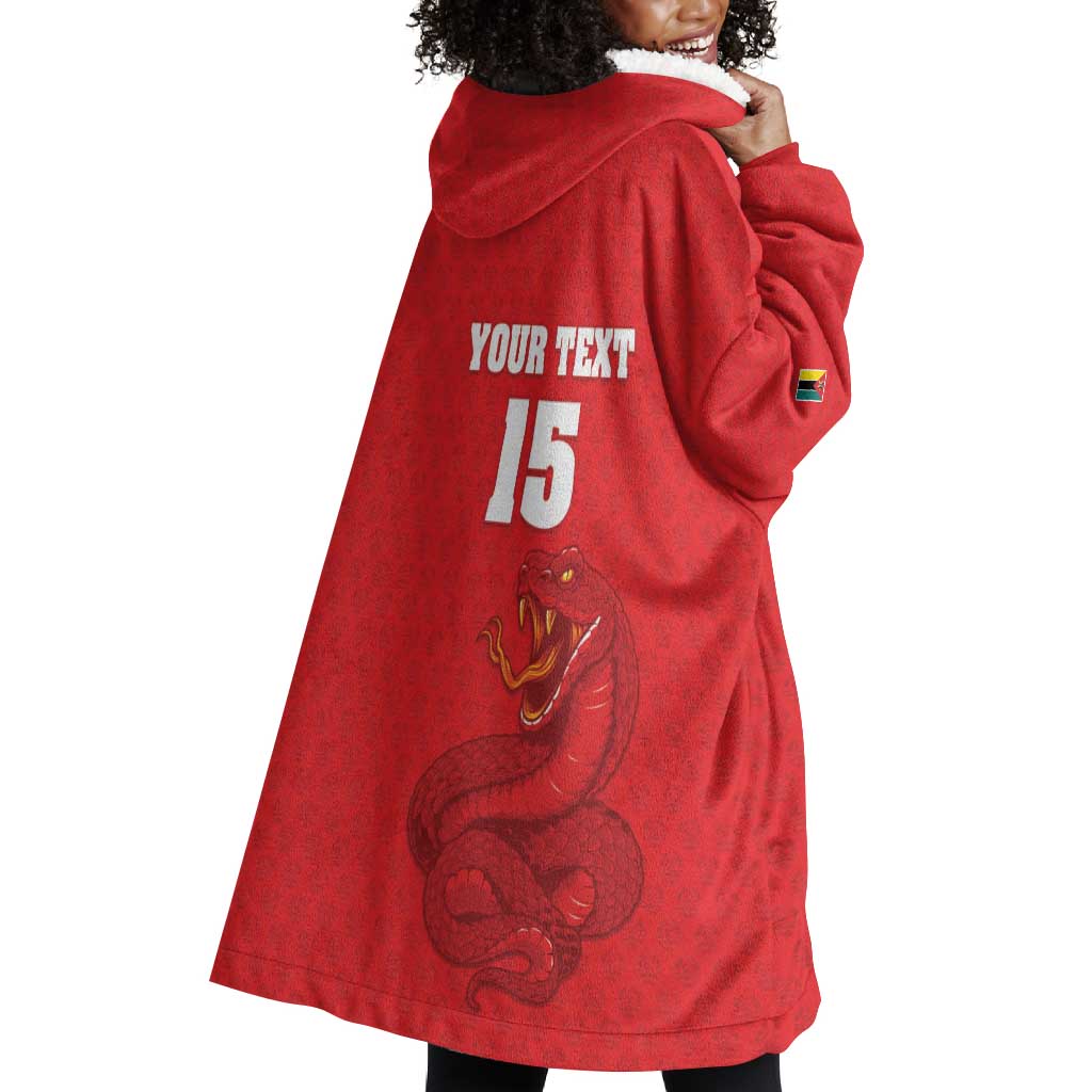 Custom Mozambique Football Wearable Blanket Hoodie Go Champions Os Mambas - African Pride