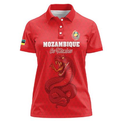 Custom Mozambique Football Women Polo Shirt Go Champions Os Mambas - African Pride