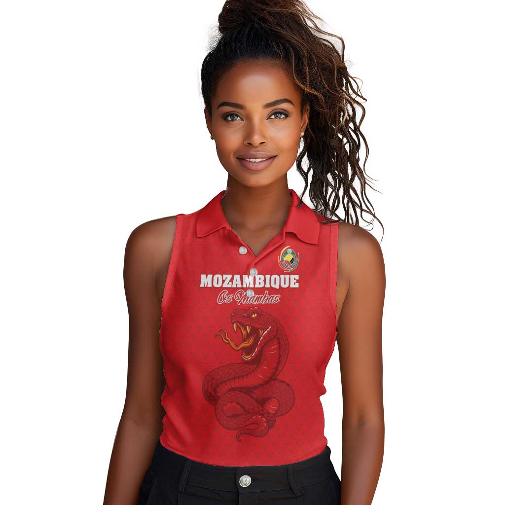 Custom Mozambique Football Women Sleeveless Polo Shirt Go Champions Os Mambas - African Pride