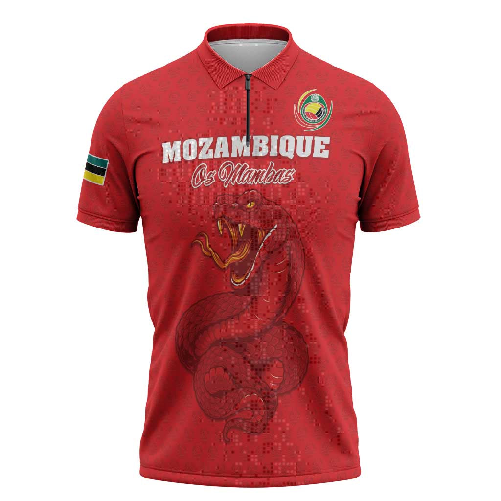 Custom Mozambique Football Zipper Polo Shirt Come On Os Mambas