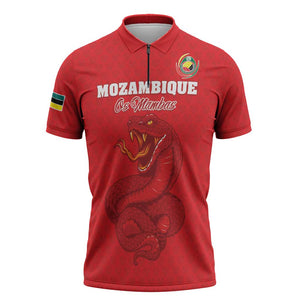 Custom Mozambique Football Zipper Polo Shirt Come On Os Mambas