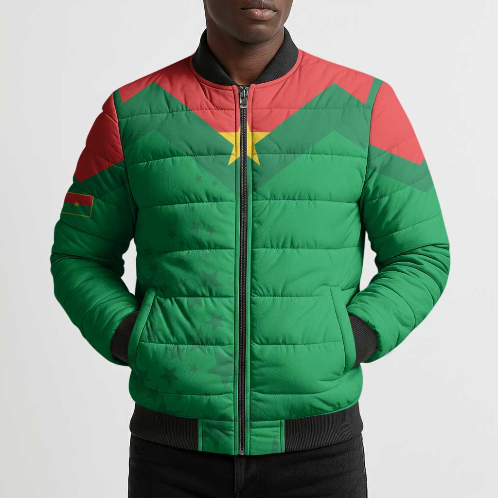 Custom Burkina Faso Football Bomber Puffer Jacket Go Champions Les Etalons