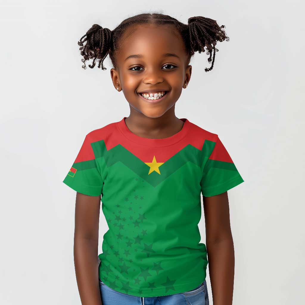 Custom Burkina Faso Football Kid T shirt Go Les Etalons Go - African Pride