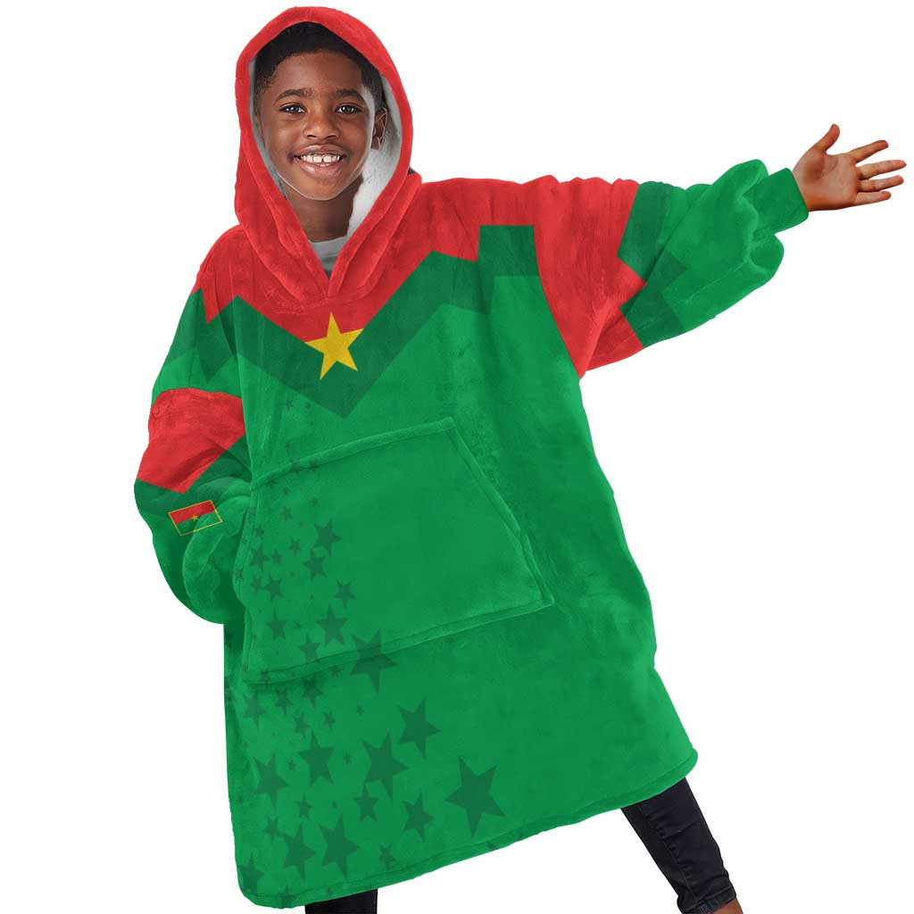 Custom Burkina Faso Football Kid Wearable Blanket Hoodie Go Les Etalons Go - African Pride