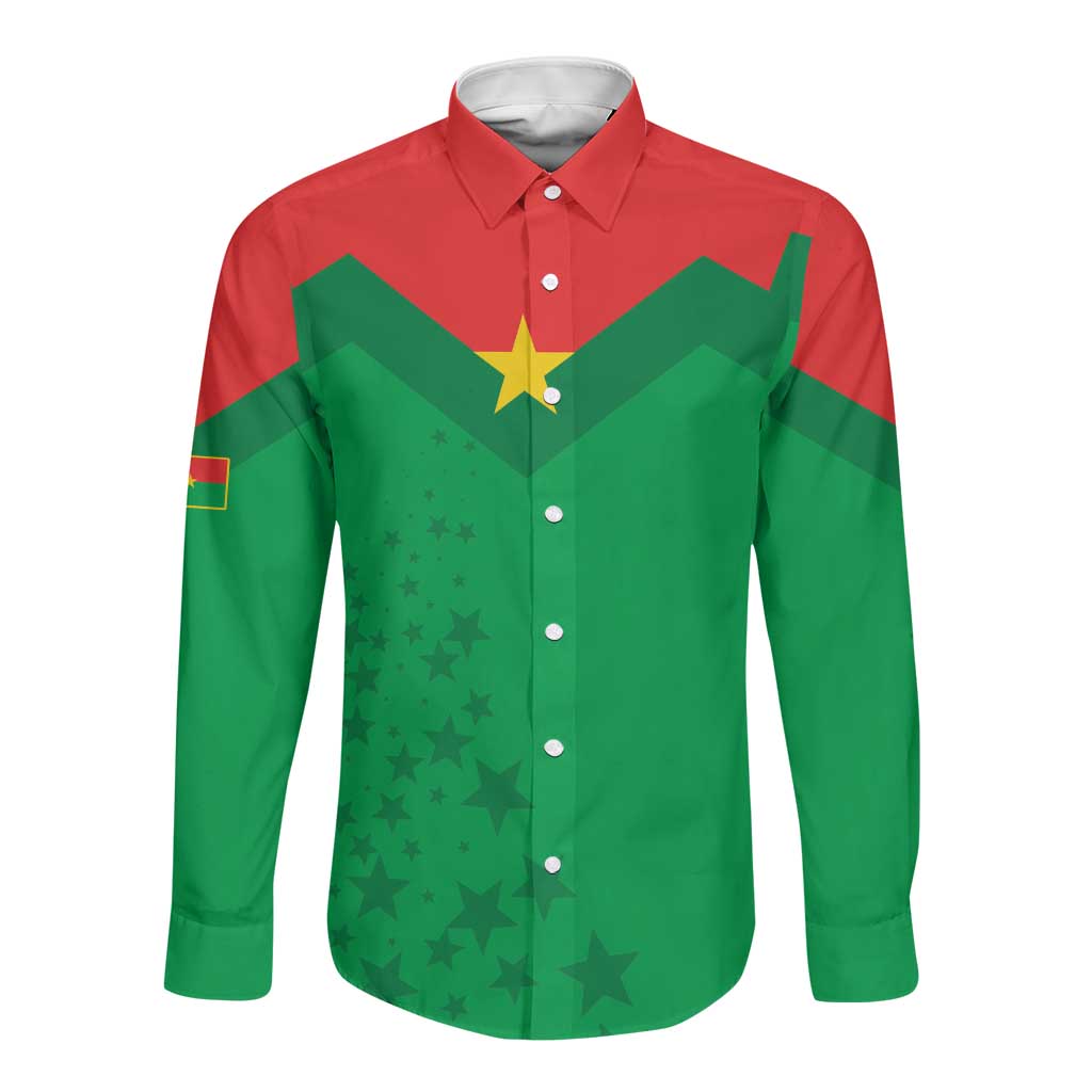 Custom Burkina Faso Football Long Sleeve Button Shirt Go Les Etalons Go - African Pride