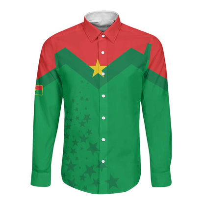 Custom Burkina Faso Football Long Sleeve Button Shirt Go Les Etalons Go - African Pride