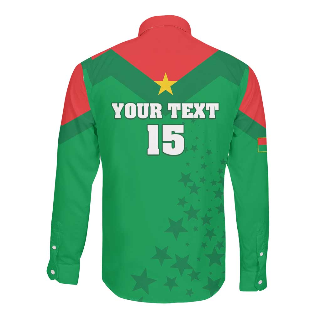 Custom Burkina Faso Football Long Sleeve Button Shirt Go Les Etalons Go - African Pride