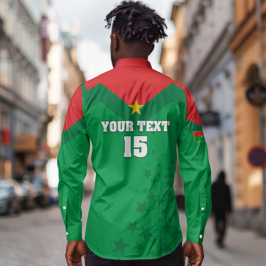 Custom Burkina Faso Football Long Sleeve Button Shirt Go Les Etalons Go - African Pride